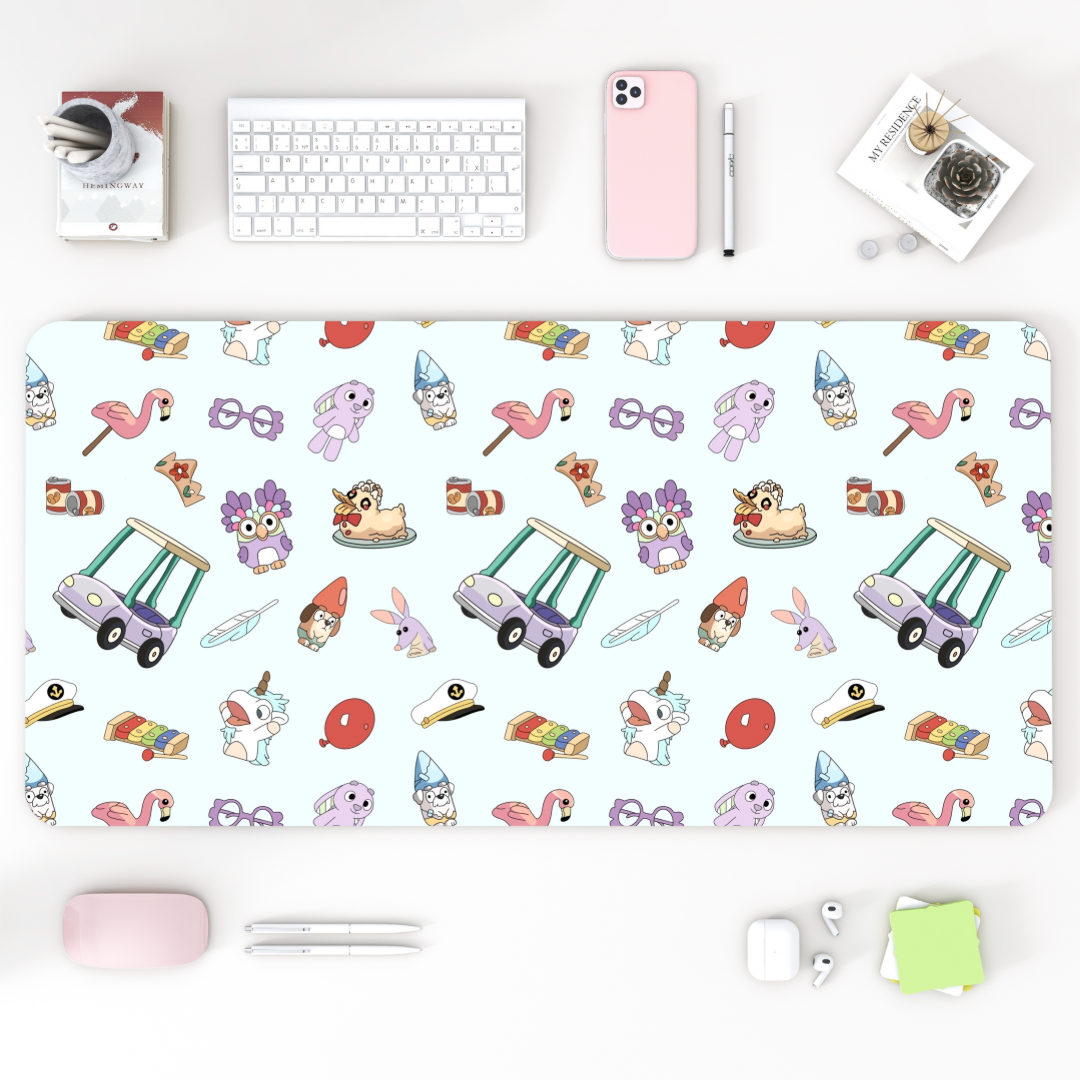 Gnomes, Cars, and Toys Desk Mat