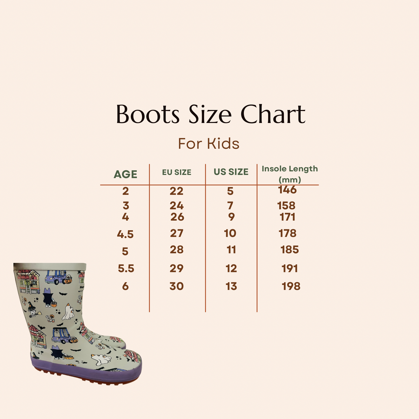 Ready to ship-Candy Run Kids Rain Boots